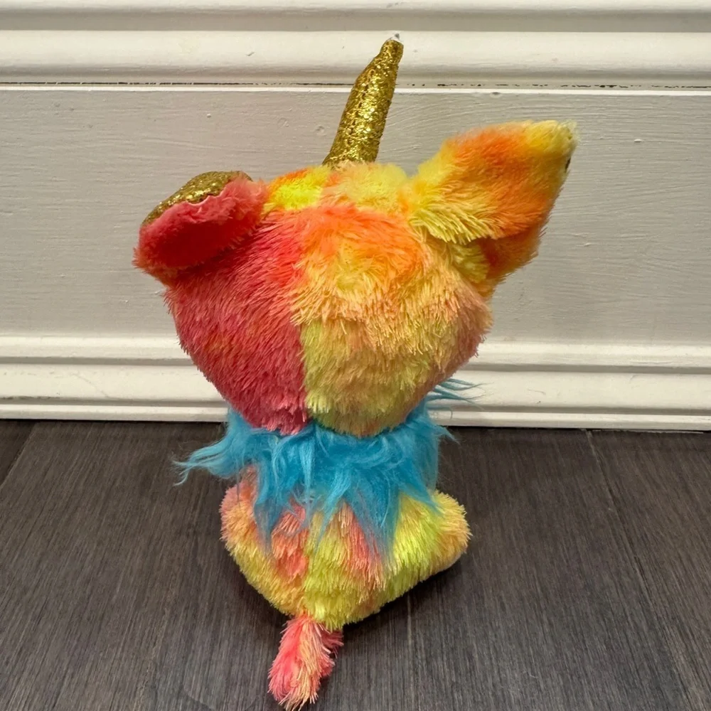 Ty Silk Yips Multicolor Pink Yellow Gold Plush Fox Unicorn Stuffed Animal Girls
